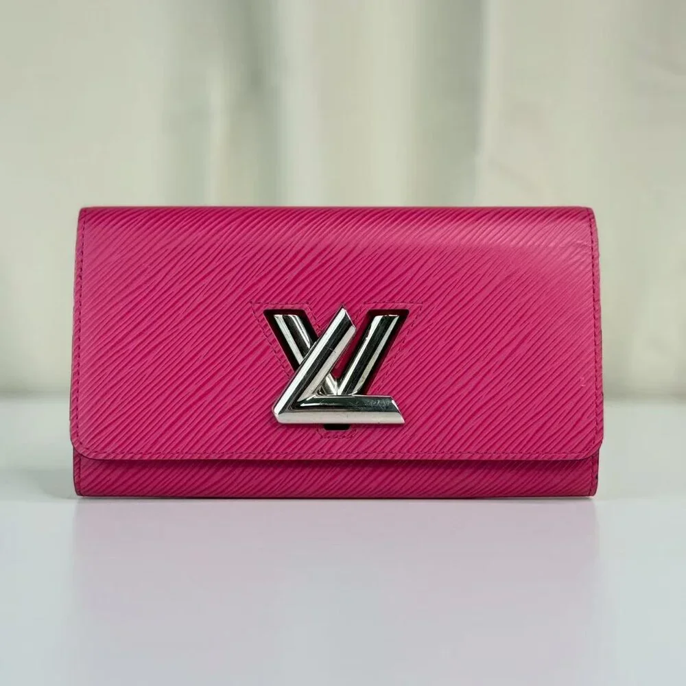 Louis Vuitton Pink Twist Epi Leather Wallet with Iconic Logo Design